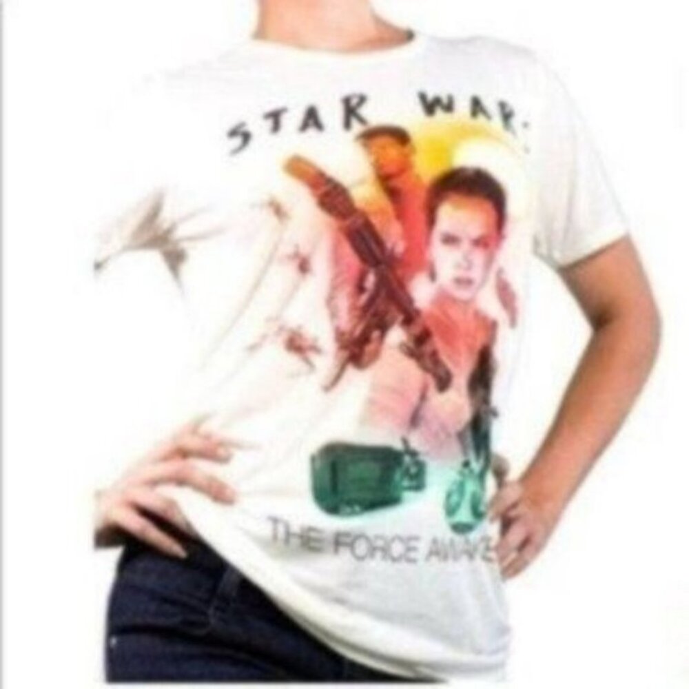 Star Wars Women's White The Force Awakens Short Sleeve Crew Neck T-Shirt Size S